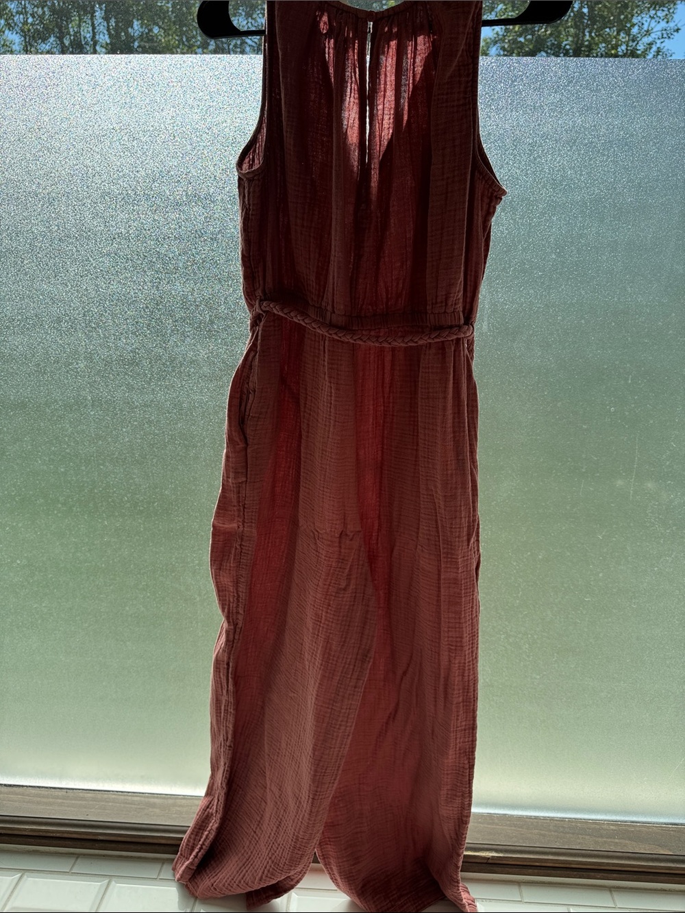 Universal Thread Sleeveless Tie-Waist Jumpsuit in Mauve - Picture 2 of 3